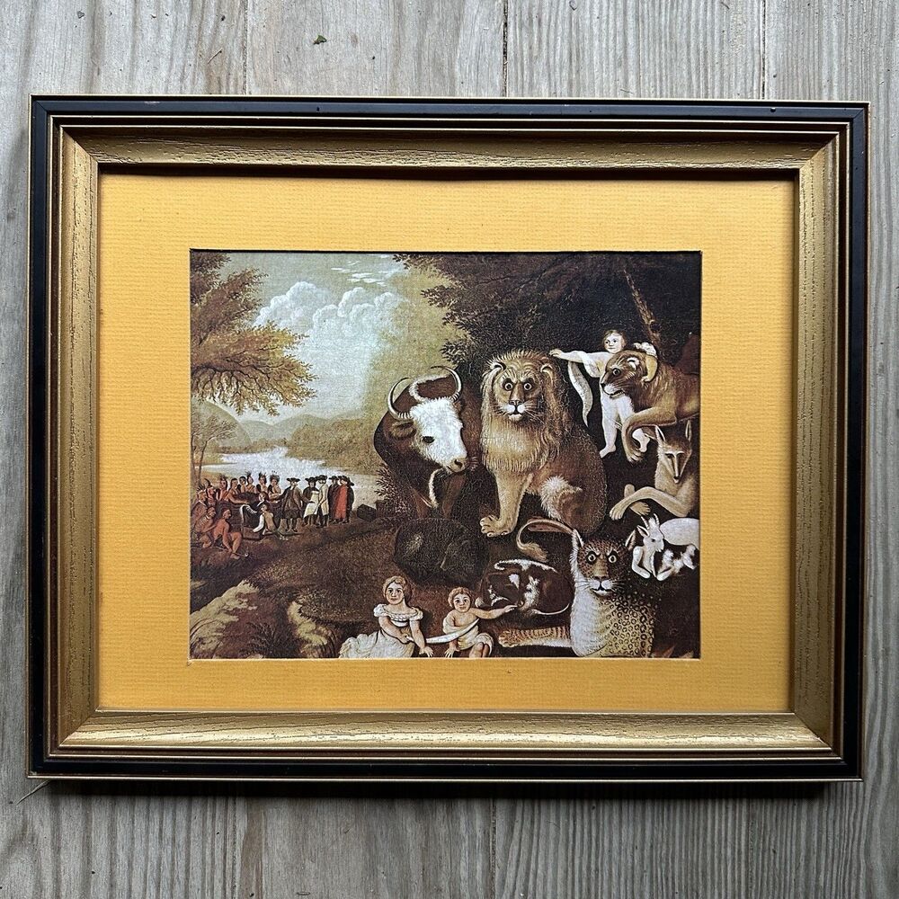 Edward Hicks Peaceable Kingdom Framed Print Americana Folk Art Quaker 16x13